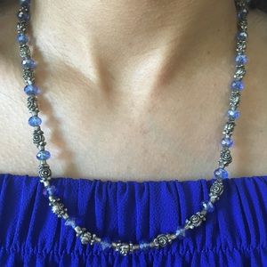 Ornate Blue Glass Beed Necklace
